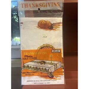 Thanksgiving Plastic Table Cover 54” X 90” New Sealed